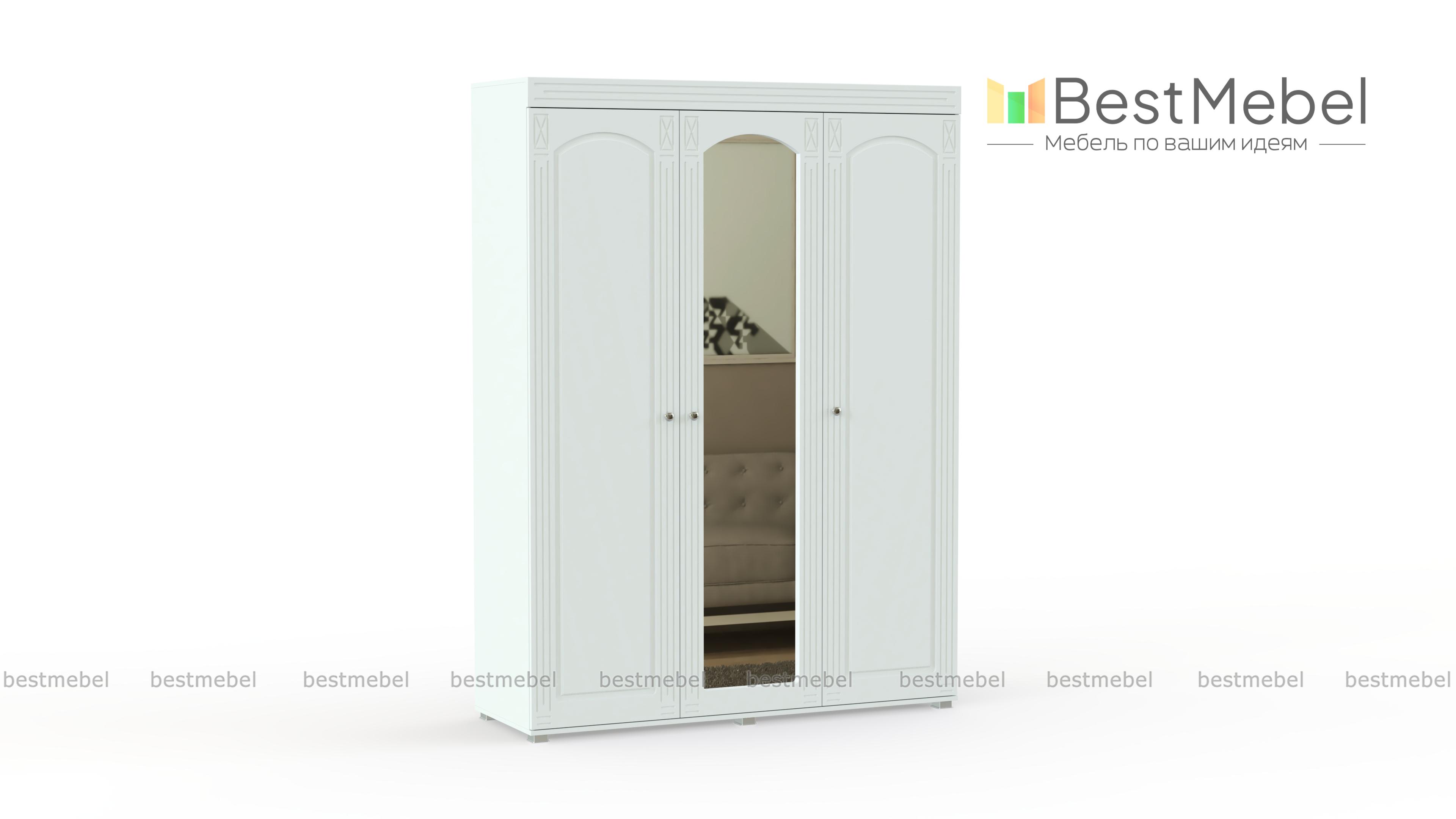 Шкаф трехстворчатый с зеркалом ЭМ-18 Элизабет BMS - Фото