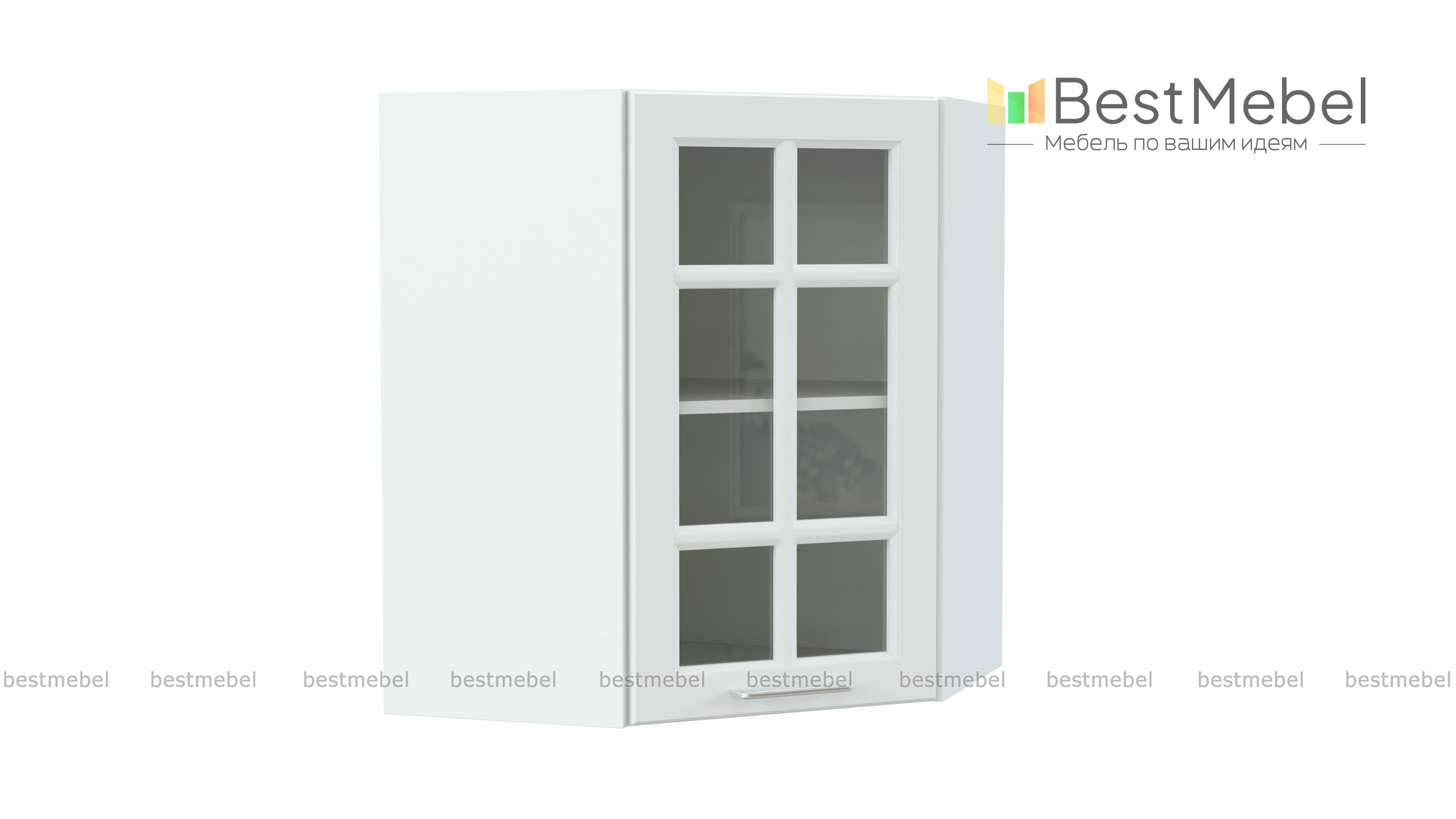 Шкаф верхний угловой остекленный Европа BMS - Фото