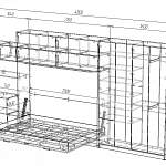 Чертеж Шкаф-кровать с диваном Мазурка BMS