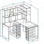 Чертеж Угловой письменный стол для двоих Юкатан 54 BMS